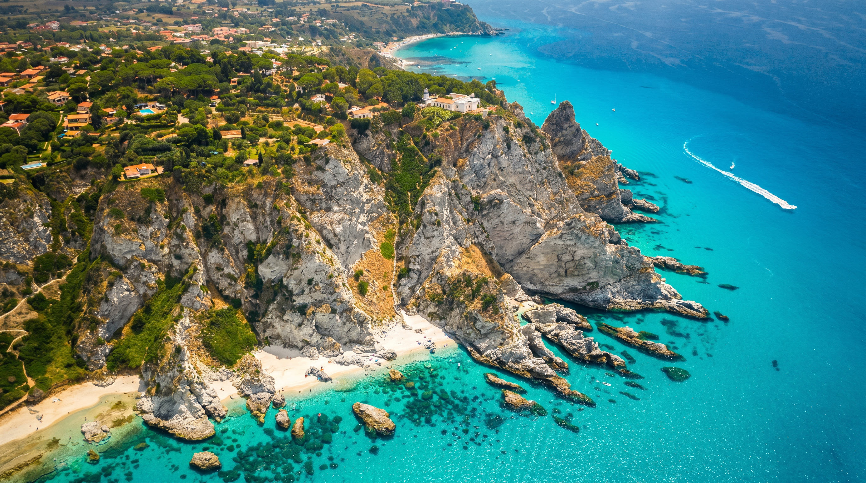 Capo Vaticano coastline from above